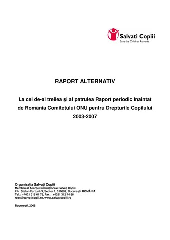 Raportul alternativ la cel de-al treilea şi al patrulea Raport periodic înaintat de România Comitetu